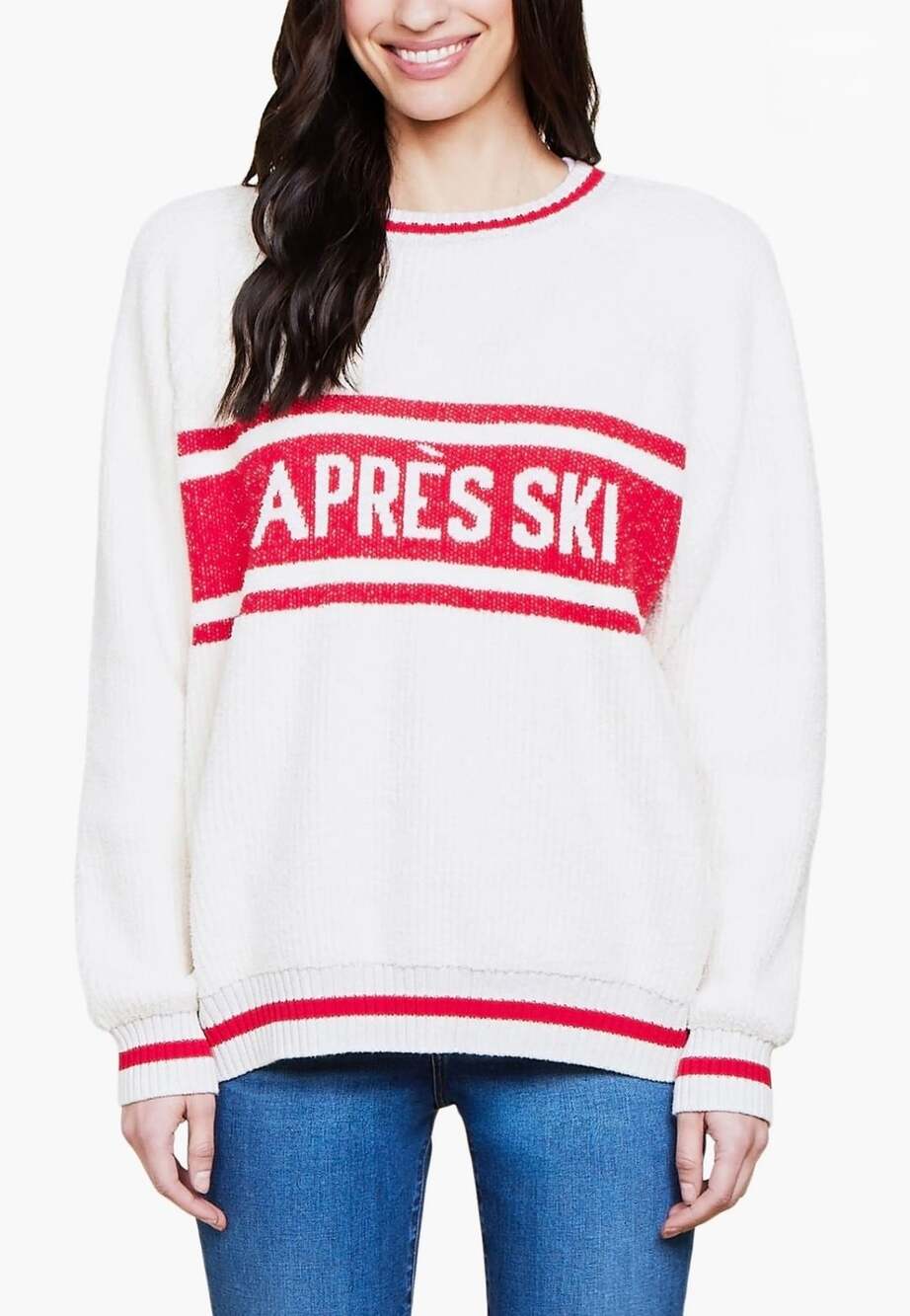 Barefoot Dreams Après Ski Cozy Pullover Sweater Cream Red Size 2